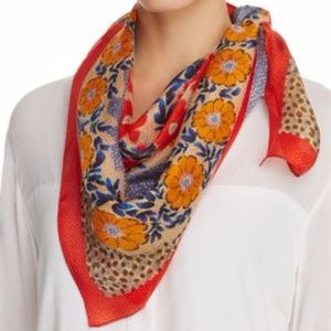 Echo Le Jardin Floral Square Silk Scarf Multi NWT